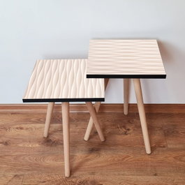 Hanah Home Juego de Mesas Nido Beige y Blanco